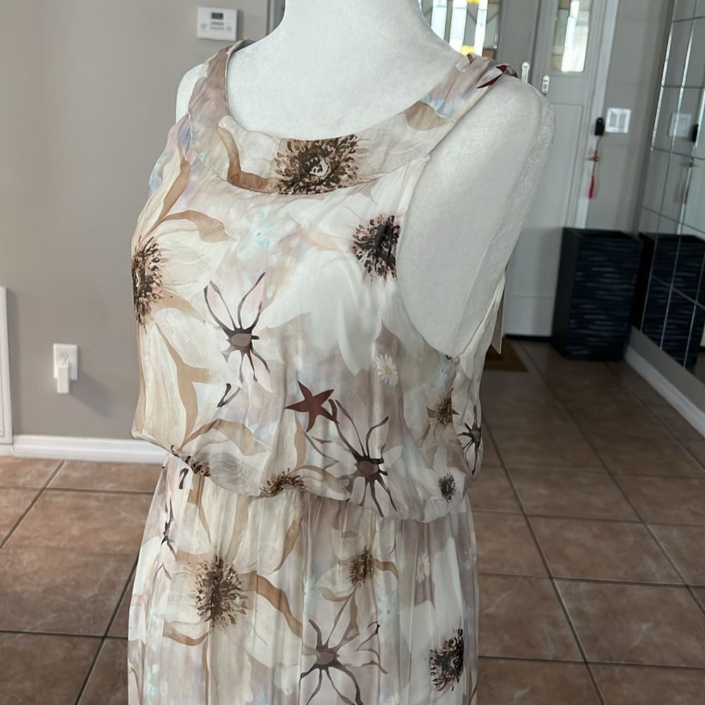 Le Ragazze Women’s Maxi Sleeveless Floral Silk Blend Dress